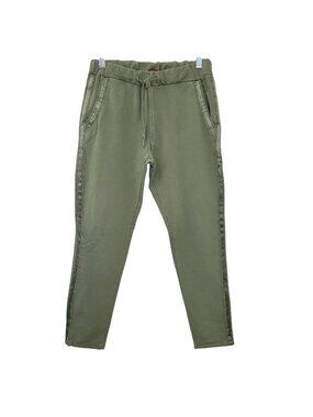 Centouno Italy Military Green Jogger Pants Womens Size S Side Detail Athleisure